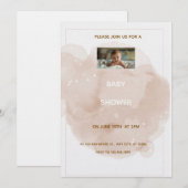 Beige Watercolor Baby shower Invitation (Devant / Derrière)
