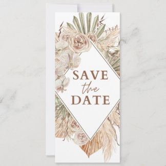 Beige Watercolor Boho Save Date Wedding Invitation Kaart
