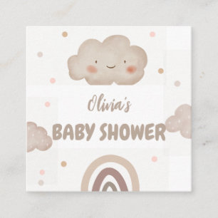 Beige Waterverf Baby shower Informatiekaartje