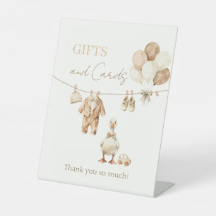 Beige Waterverf Gans Cadeaus en Kaarten Reclamebord Met Voetstuk