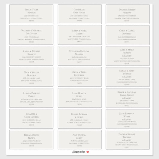 Beige Wedding Guest Adresetiketten Sticker (Vel)
