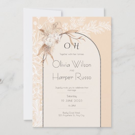 beige wedding invitation  kaart (Voorkant)