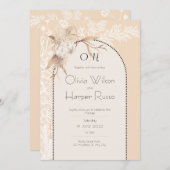 beige wedding invitation  kaart (Voorkant / Achterkant)