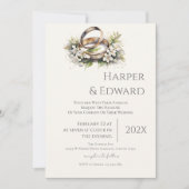 beige wedding invitation with ring (Devant)