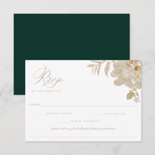 Beige Wedding RSVP Food Allergy Diet Restriction Kaartje (Voorkant / Achterkant)