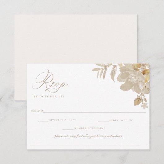 Beige Wedding RSVP Food Allergy Diet Restriction Kaartje (Voorkant / Achterkant)