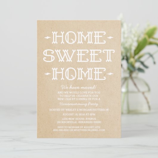 Beige Whimsical Sweet Home Housewarming Party Kaart (Staand voorkant)