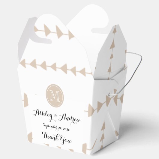 Beige White Aztec Arrows Monogram Bedankdoosjes (Geopend)