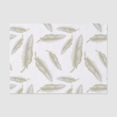 Beige White Feathers Pattern Tissuepapier (Voorkant)