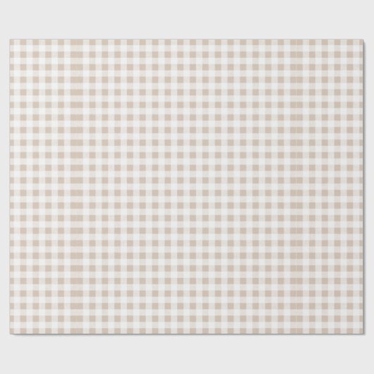 Beige White Gingham Pattern Cadeaupapier (Vlak)