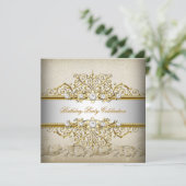 Beige White Gold Cream Elegant Party Kaart (Staand voorkant)