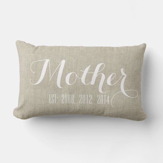 Beige White Linen Personalized Moederdag Gift Kussen (Voorkant)