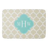 Beige, White Moroccan #5 Aqua 3 Initiaal monogram Badmat (Voorkant)