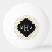 Beige, White Moroccan #5 Black 3 Initiaal monogram Pingpongballen (Achterkant)