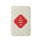 Beige, White Moroccan #5 Red 3 Initiaal monogram Badmat (Voorkant Verticaal)