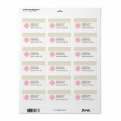 Beige, White Moroccan #5 Roze 3 Initiaal monogram Etiket (Full Sheet)