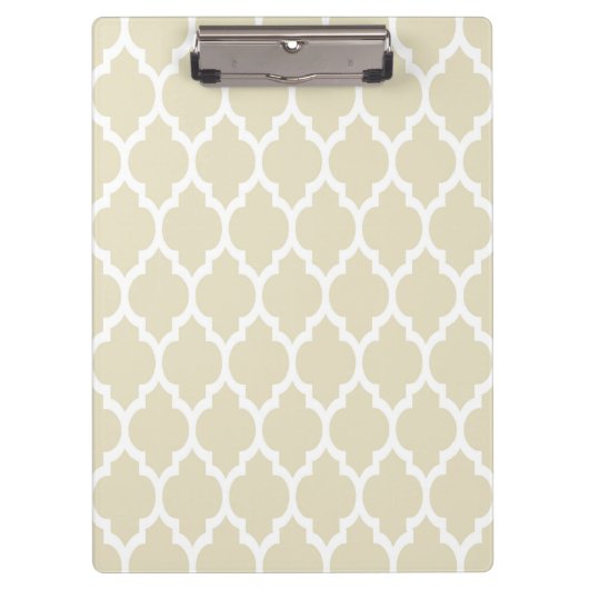 Beige White Moroccan Quatrefoil Pattern #4 Klembord (Voorkant)