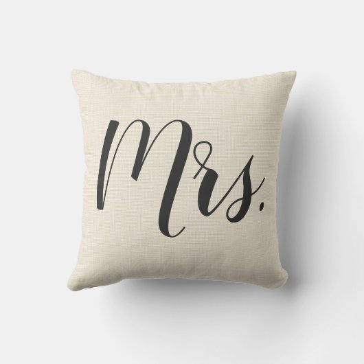 Beige White Mrs. | Mr&Mrs.Wedding Sierkussen (Achterkant)