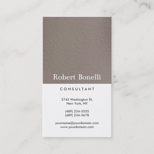 Beige White Plain Modern Consultant Visitekaartje (Voorkant)