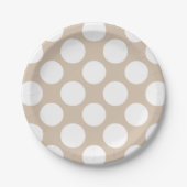 Beige White Polka Dots Pattern Papieren Bordje (Voorkant)