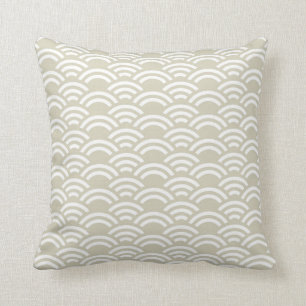 Beige White Scallop Pattern Decorative Pillow Kussen