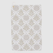 Beige & White Sparkling Quatrefoil Pattern Golfhanddoek (Voorkant)