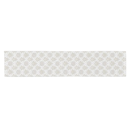 Beige & White Sparkling Quatrefoil Pattern Korte Tafelloper (Horizontaal)