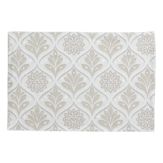 Beige & White Sparkling Quatrefoil Pattern Kussensloop (Achterkant-Links)