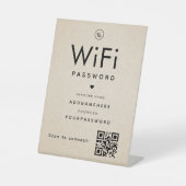 Beige WiFi-wachtwoord Code Business Logo QR Code Reclamebord Met Voetstuk (Voorkant)