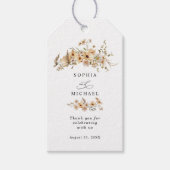 Beige Wild Flowers Wedding Cadeaulabel (Voorkant)