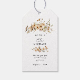 Beige Wild Flowers Wedding Cadeaulabel