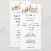 Beige Wild Flowers Wedding Programma (Voorkant / Achterkant)