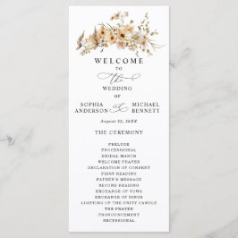 Beige Wild Flowers Wedding Programma