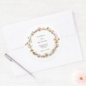 Beige Wild Flowers Wedding Ronde Sticker (Envelop)