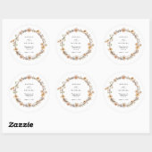 Beige Wild Flowers Wedding Ronde Sticker (Vel)