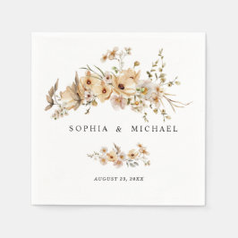 Beige Wild Flowers Wedding Servet