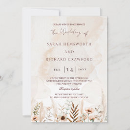 Beige Wildflower Floral Garden Boho Wedding Kaart