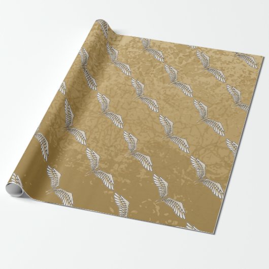 Beige wings cadeaupapier (Uitgerold)