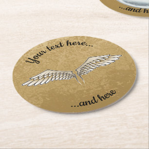 Beige Wings Round Paper-Onderzetter Ronde Kartonnen Onderzetter