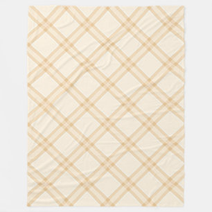 Beige Wit Schuin Geruit Printontwerp Fleece Deken