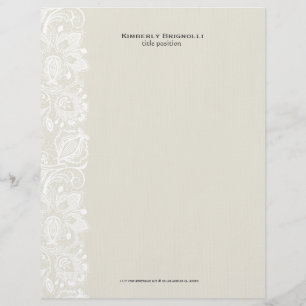 Beige & witte  bloemenkant 2 briefhoofd ontwerp