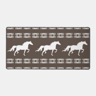 Beige & Witte Geometrische Patronen & Paarden Bureaumat