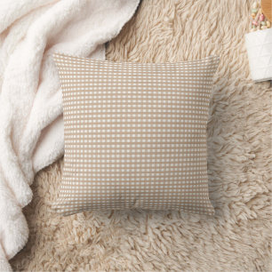 Beige & Witte Geruite Plaid Worpkussen Kussen