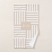 Beige Witte Gestreepte Badkamer Huwelijk Koppel Ca Bad Handdoek (Handdoek)