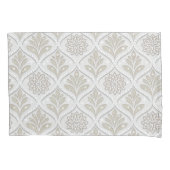 Beige & Witte Glanzende Quatrefoil Patroon Kussensloop (Voorkant-Links)