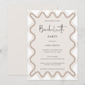 Beige witte grens Bachelorette Party uitnodiging (Voorkant / Achterkant)