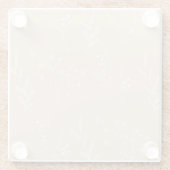 Beige Witte Hoek Bloemen Boho Bruiloft Glazen Onderzetter (Achterkant)
