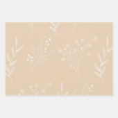 Beige Witte Hoek Bloemen Boho Bruiloft Inpakpapier Vel (Voorkant)
