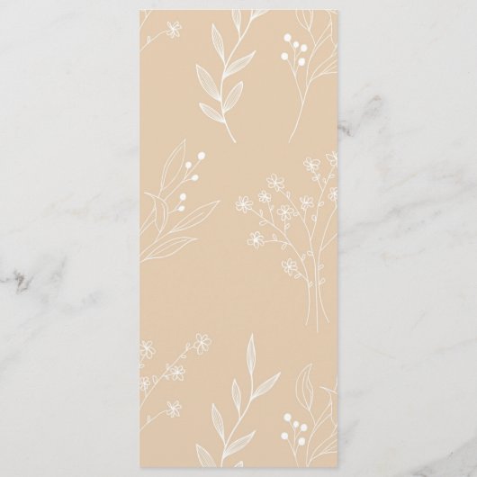 Beige Witte Hoek Bloemen Boho Bruiloft Programma (Achterkant)
