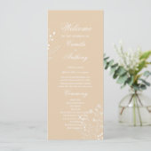 Beige Witte Hoek Bloemen Boho Bruiloft Programma (Staand voorkant)